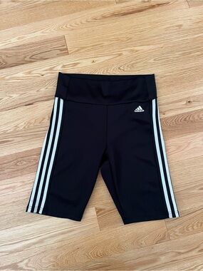 adidas Black Bike Shorts with White Side Stripes